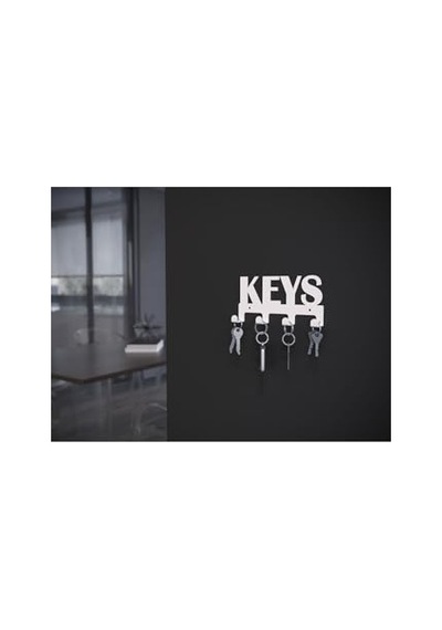 Keys Metal Anahtar Askısı Duvar Anahtarlık & Anahtar Düzenleyici - Beyaz