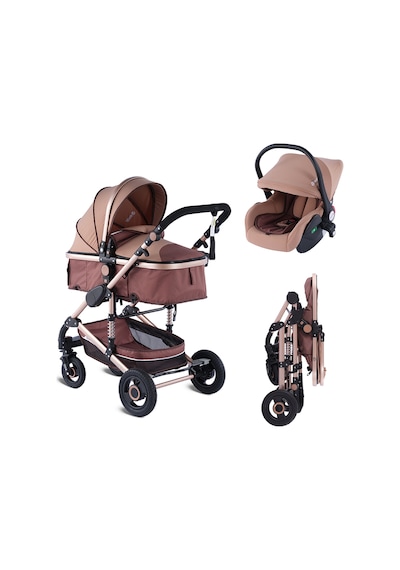 Baby Storch - Seyahat Sistem Bebek Arabası 3 İn 1 - Kahve/gold Renk