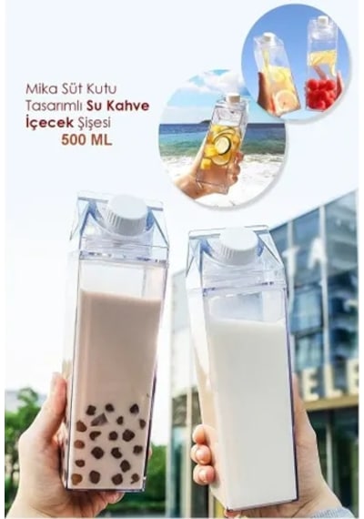 Süt Kutusu Tasarımlı İçecek Şişesi Çok Renkli