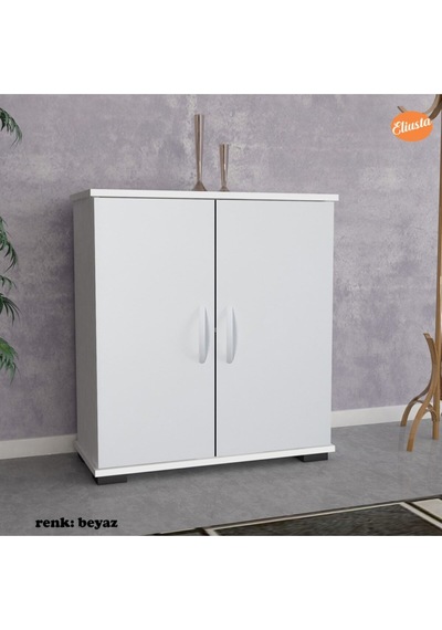 Ayakkabılık 2 Kapaklı Ayakkabı Dolabı Raflı Ceviz