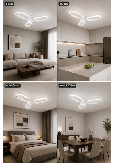 Hilton 3'lü Led Plafonyer Avize Beyaz Işık