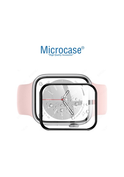 Apple Uyumlu  Watch 8 45 mm Tam Kaplayan Ekran Koruma 3D Film Siyah