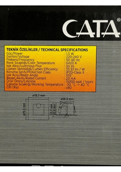 Cata Ct-5183 1,5w 6400k Beyaz Işık Sensörlü Koridor Aydınlatması 4 Adet