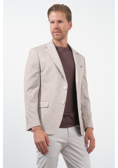 İmza Beyaz-kiremit Mono Yaka Örme 6 Drop Slim Fit Ceket 1002260153 Beyaz - Kiremit