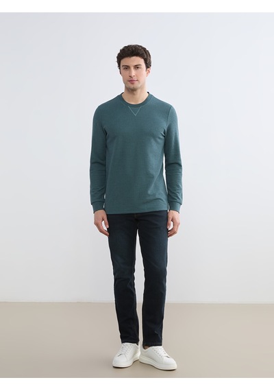 Lcwaıkıkı Classic Petrol Bisiklet Yaka Erkek Sweatshirt
