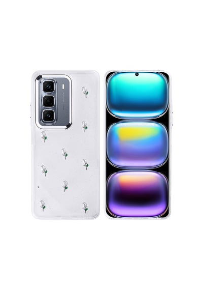 Zore İnfinix Hot 50 Pro Plus 4g Kılıf Airbag Tasarımlı Simli Şeffaf Omsy Kutup Kapak - Lale