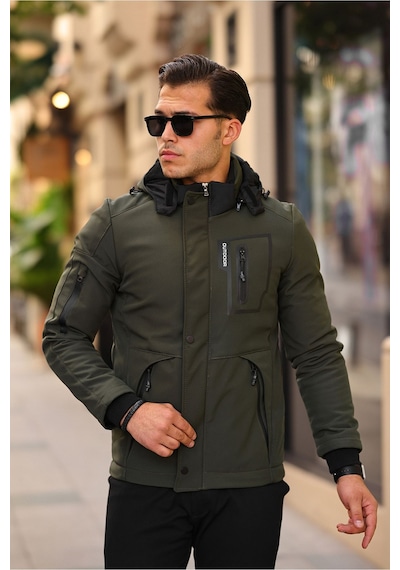 Outdoor Su,soğuk,rüzgar Geçirmez Içi Kürklü Elyaf Dolgulu Softshell Erkek Dağcı,kampcı,kayakcı Montu Haki