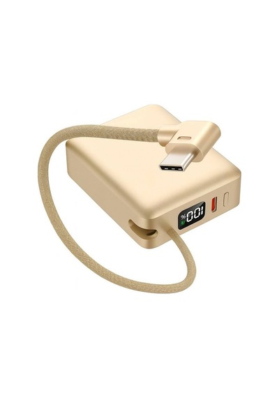 10.000mah Lcd Göstergeli Type-c Giriş &amp Çıkışlı 20w Dahili Type-c Kablolu Powerbank Evimdeyokyok