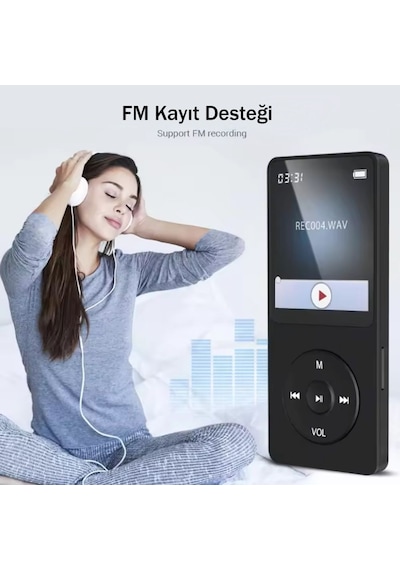 Ruizu X02-b Bluetooth 5.0 Ultra İnce Mp3 Mp4 Çalar Radyo 8gb Mp3 Player