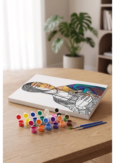 Rönesans Kadın Desenli Mandala Tuval Boyama Seti 40x50 Cm
