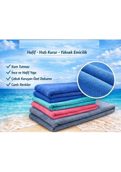 Bilmar Plaj Havlusu 70 X 140 Cm Kum Tutmaz - Hafif Ve Yüksek Emici X 2 Adet Çok Renkli