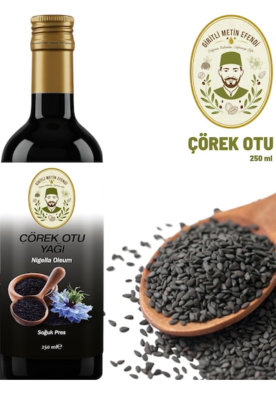 Giritli Metin Efendi %100 Çörek Otu Yağı 250 Ml - Mevsiminde Toplanmış Soğuk Sıkım