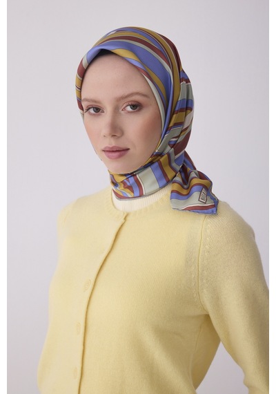 Geometrik Desen İpek Twill Eşarp T 4311 Mint Yeşili