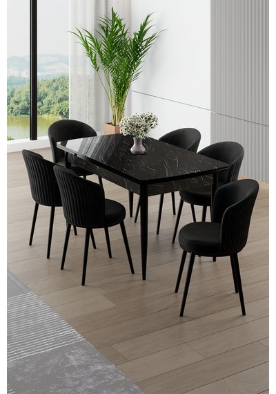 Canisa Asfel Serisi Mdf 77x130 Siyah Mermer Desen Yandan Açılabilir Mutfak Masa Takımı 6 Siyah Sandalye Siyah Mermer Desen Masa Siyah Sandalye Canisa Asfel Serisi Mdf 77x130 Siyah Mermer Desen Yandan Açılabilir Mutfak Masa Takımı 6 Siyah Sandalye Siyah Mermer Desen Masa Siyah Sandalye