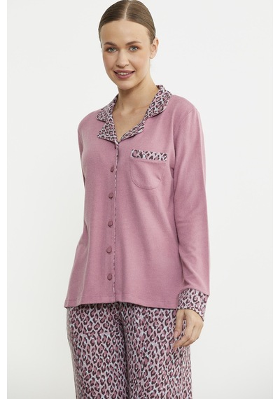 Sementa Leopar Kombinli Gömlek Pijama Takım - Pembe Pembe