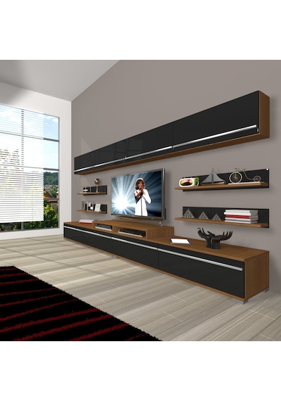 Decoraktiv Ekoflex 360y Mdf Tv Ünitesi Tv Sehpası Ceviz - Siyah
