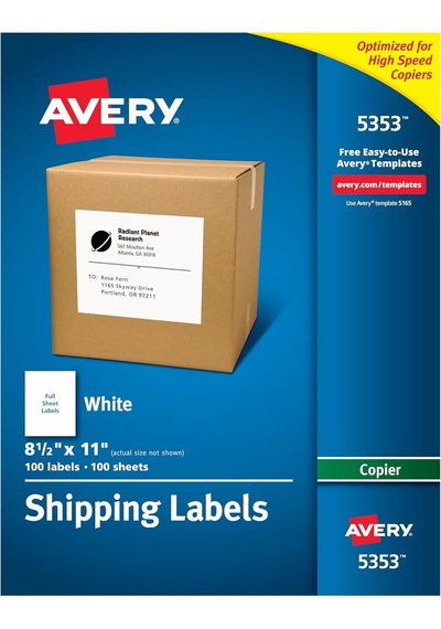 Avery Fotokopi Makineleri Için Sevkiyat Etiketleri, 21,6 Cm X 27, Diğer
