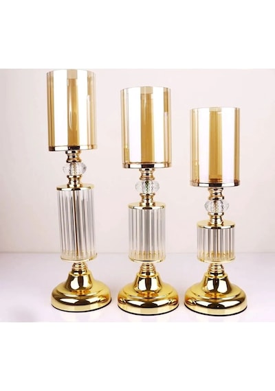 Besthırdavat Ultra Lüks Kristal Taşlı Ayaklı Şamdan 3'lü Set Besthırdavat Ultra Lüks Kristal Taşlı Ayaklı Şamdan 3'lü Set