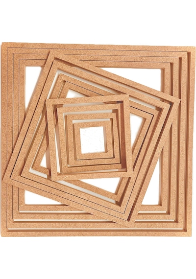 12'li Kare Ham Mdf, 8mm Kalınlık, 30 Cm Kasnak, Boyanabilir Vidasız Kasnak, Makrome Halkası
