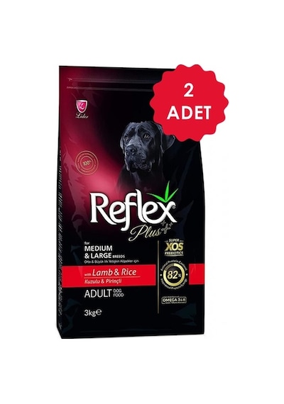 Reflex Plus Kuzu Etli ve Pirinçli Orta ve Büyük Irk Yetişkin Köpek Maması 2 x 3 KG