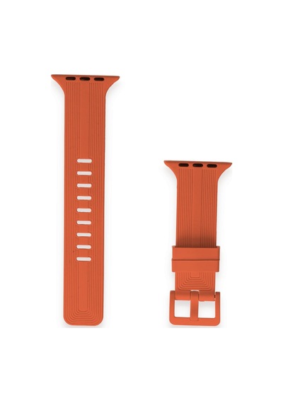 Watch 38mm Kr408 Çizgili Silikon Kordon - Turuncu Diğer