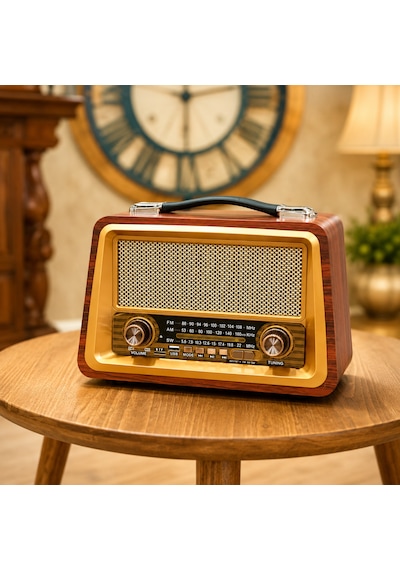 Ultratekno R-2066bt Şarjlı Nostaljik Radyo Bluetooth Usb Tf Kart Type-c Fm Am Sw 3 Bant Retro Radyo