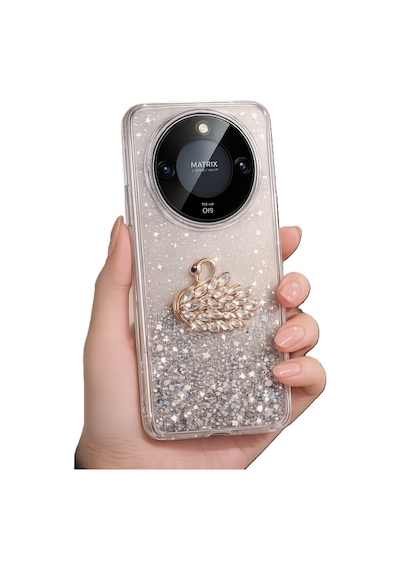 Honor Magic 8 Lite Kılıf Kamera Çıkıntılı Renkli Çiçek Kabartmalı Silikon Kapak Bs1 Şeffaf