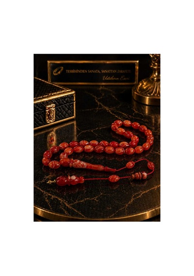 Ateş Kırmızısı Damarlı Tesbih Özel Tasarım Şık & Koleksiyonluk Kırmızı - 871166943 Kırmızı - 871166943 Kırmızı