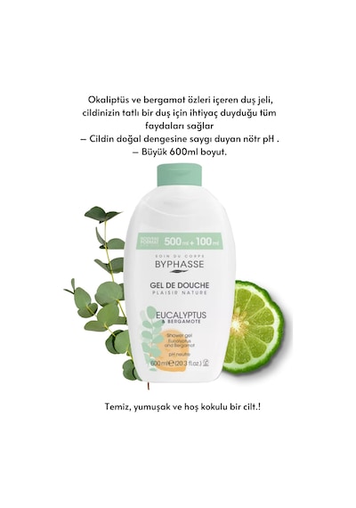 Byphasse Plaisir Natura Okaliptus & Bergamot Duş Jeli 600 ML