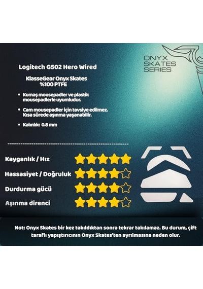 Klasse Onyx Mouse Skate Logitech G502 Hero İle Uyumlu Skatez Açık Bej