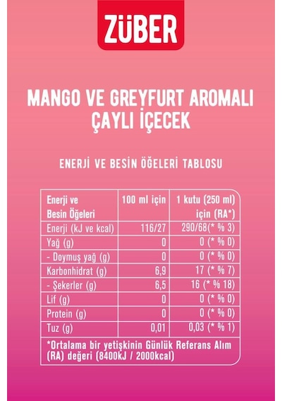 Ice Tea Mango & Greyfurt Soğuk Çay 250ml X 6 Adet