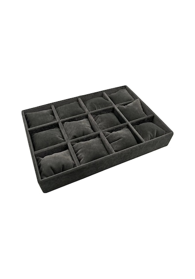 Yerli Üretim Süet Kumaş Füme Renk 34/24 Cm Yastıklı Çekmece Içi Yastıklı Saat Ve Takı Kutusu Çok Renkli