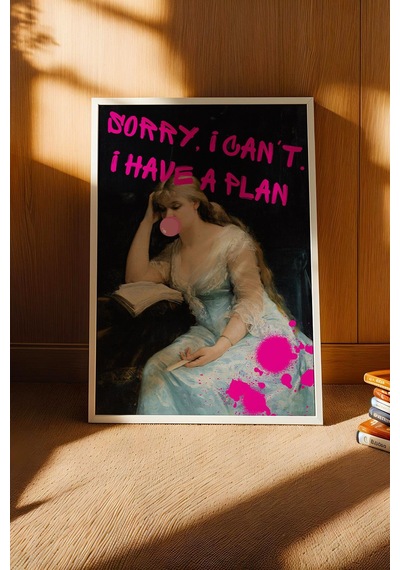 Saturn Sorry I Cant I Have A Plan Reading Çerçeveli Tablo Kitap Sever Arkadaşa Hediye Altered Art