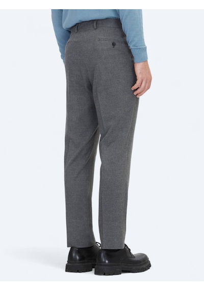 Gri Düz Dokuma Fitted Fit Klasik Pantolon Gri
