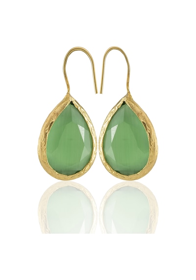 Kadir Jewellery 22 Ayar Altın Kaplama Damla Taşlı Küpe -el İşçiliği Ve Hipoalerjenik Küpe Yeşil 73147520