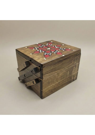 Morgen Craft Bohea Ahşap Mücevher Kutusu - %100 El Yapımı - Göknar Ağacı - 12x10x8,5 Cm Kahverengi