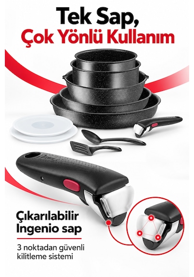 Ingenio Black Stone L3999402 Set 10 Parça- Induction Siyah