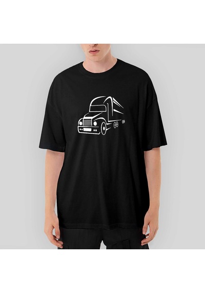 Tır Silüet Oversize Siyah Tişört Siyah
