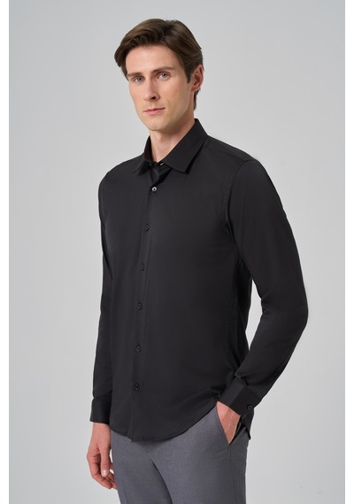 Morven Erkek Siyah Slim Fit Sert Yaka Gömlek 26mc004003001 Siyah