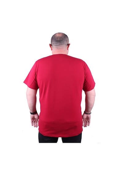 Moc Grande Mocgrande Erkek Büyük Beden Likralı Basic Sıfır Yaka Tişört 11160 Bordo-Bordo Çok Renkli
