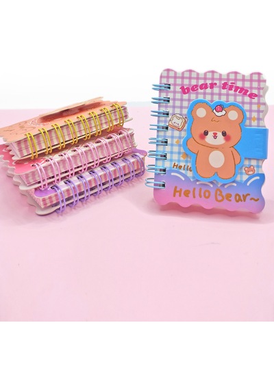 Hello Bear Cırtlı Cep Boy Sevimli Ayıcık Mini Not Defteri 7x8 Cm - Mavi