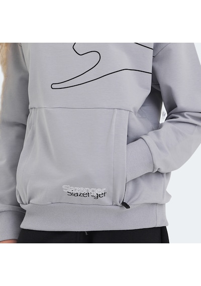 Slazenger LINK Çocuk Kapüşonlu Cepli Taş Gri Sweatshirt