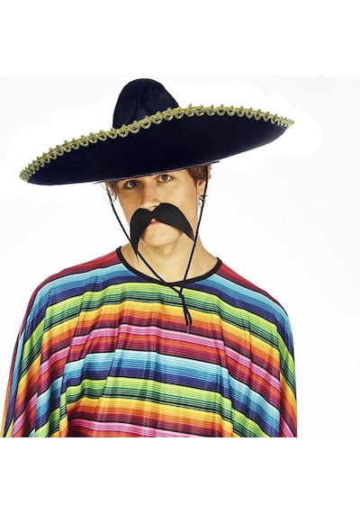 Sombrero Meksika Şapkası Mariachi Altın Şeritli Yetişkin Boy Açık Mavi