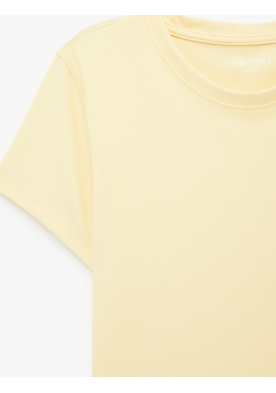 Koton Slim Fit Kısa Kollu Bisiklet Yaka Spor Tişört Sarı 6sak10209nk