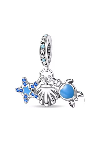 Kaplumbağa, İstiridye Ve İstiridye Sallantılı Charm Gümüş