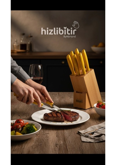 Bymyhand Paslanmaz Çelik Sarı Tırtıklı Meyve Ve Sebze Bıçağı 6'lı Set