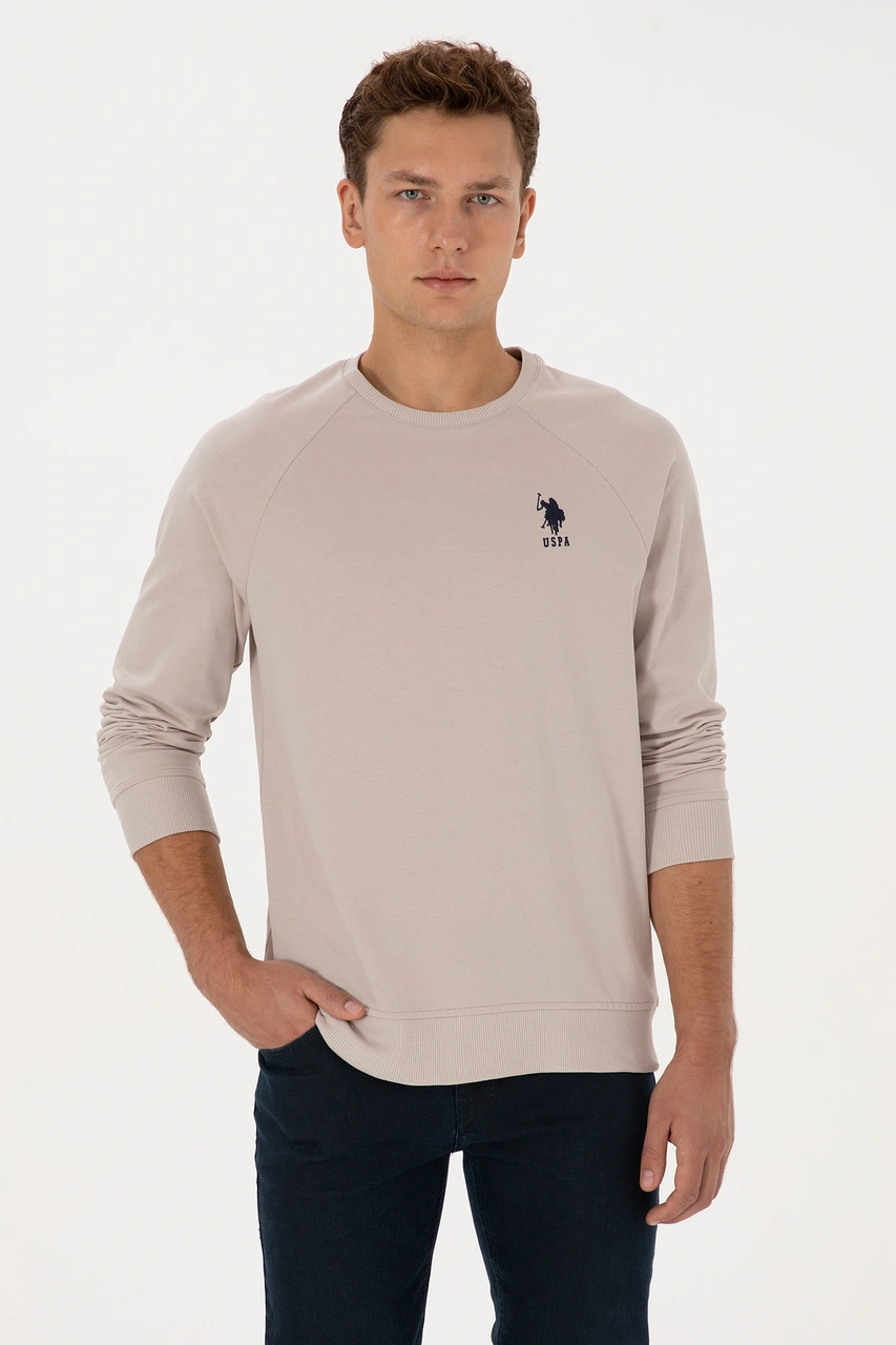 U.S. Polo Assn. Erkek Regular Fit Bisiklet Yaka Taş Basic Sweatshirt 50308103-VR049