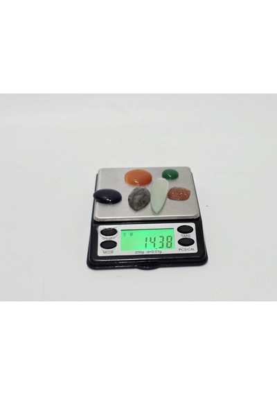 Kabaşon Kesim Kuvars Doğal Taş 14,3 Gram Lot 21 renkli