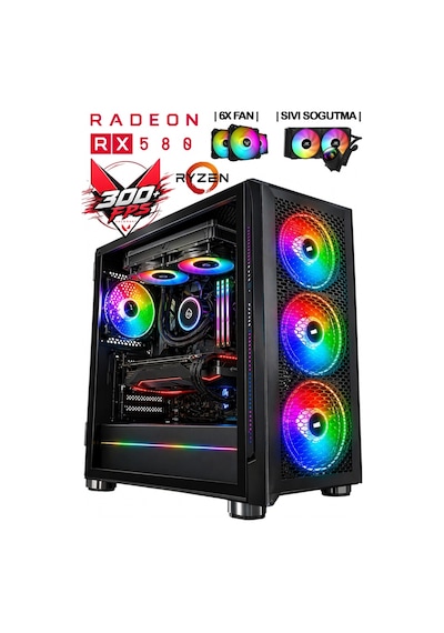 J-tech Nox Ryzen 5 5500 32 GB 512 GB SSD 8 GB RX580 Free Dos Masaüstü Bilgisayar