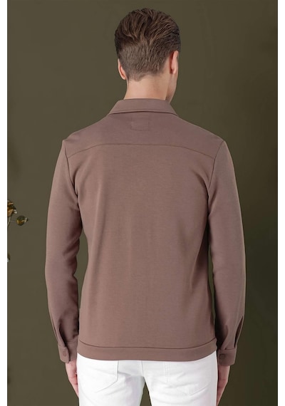 Efor G 1562 Slim Fit Kakao Klasik Gömlek Kahverengi